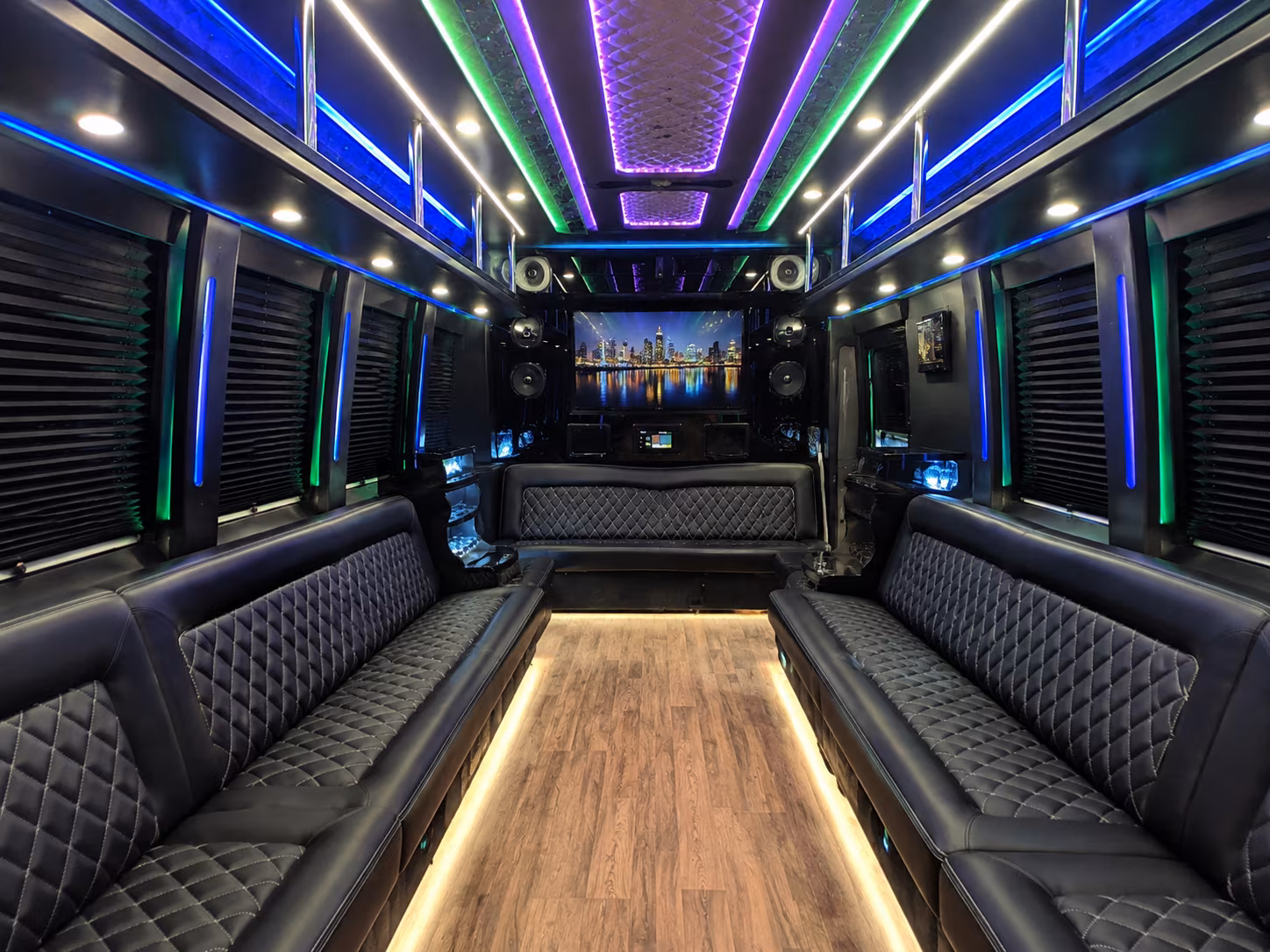 henderson 25 passenger party bus interior