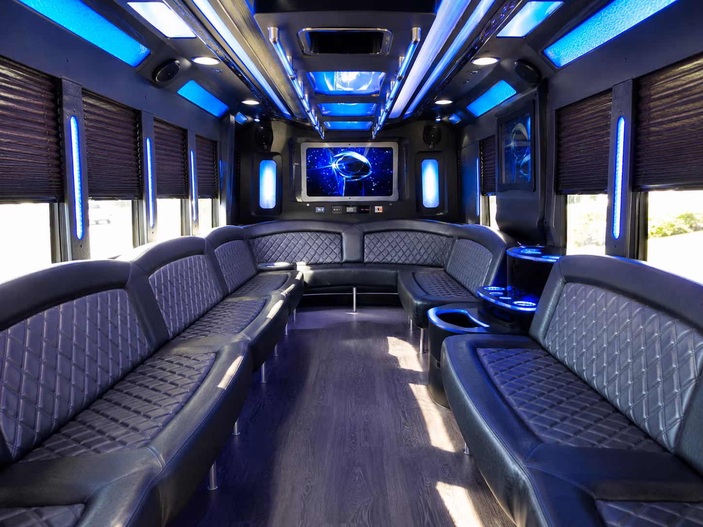 henderson 28 passenger party bus inside