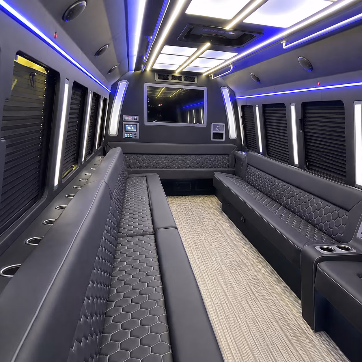 henderson 40 passenger party bus inside