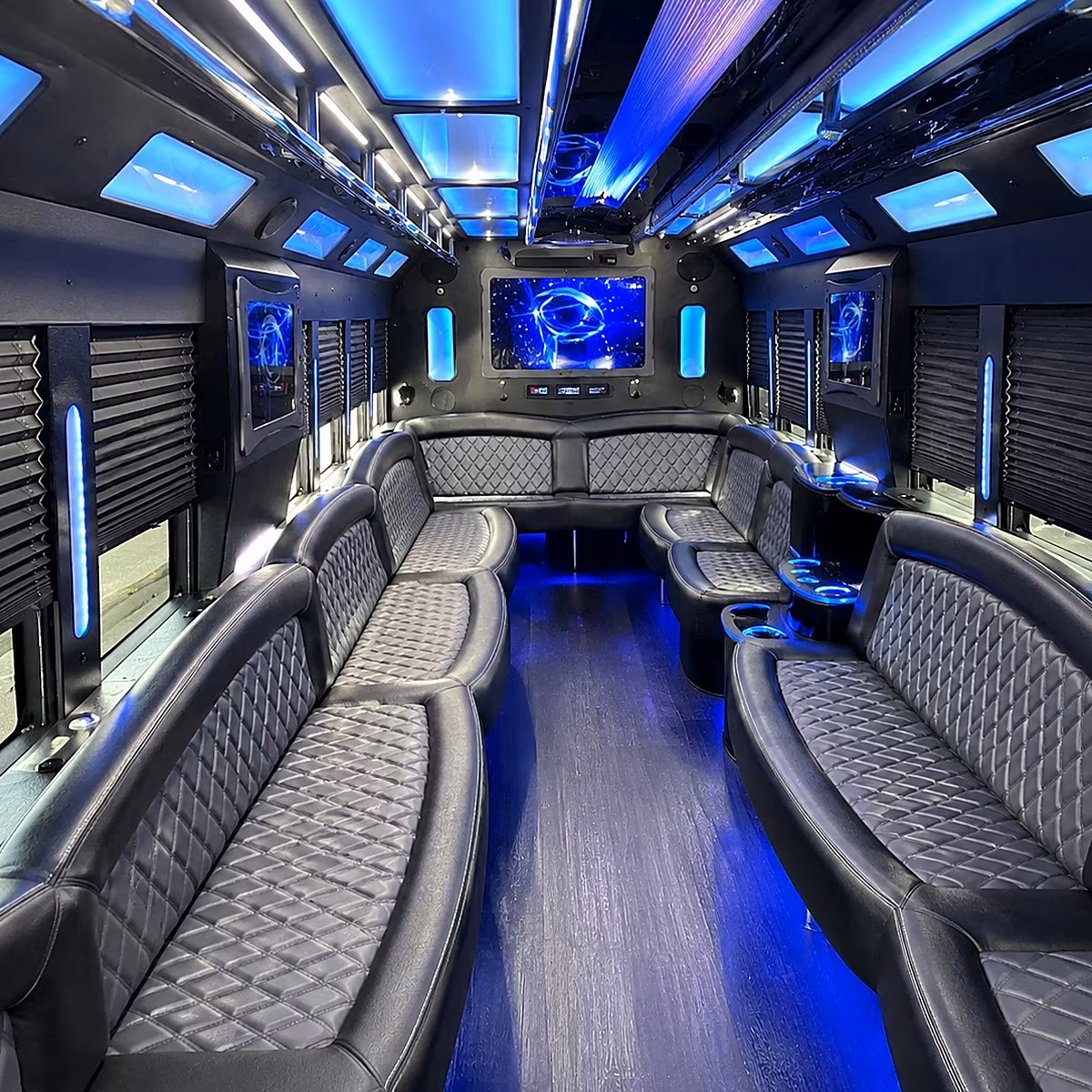 henderson 50 passenger party bus interior
